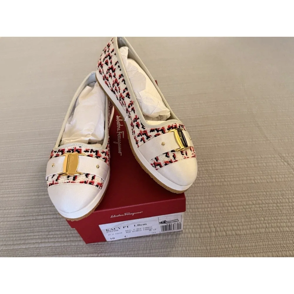Women's Salvatore Ferragamo Kacy Woven‎ Espadrilles Ballet Flats Size 10